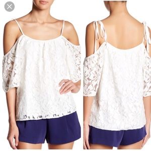 Parker ivory colored off shoulder lace top